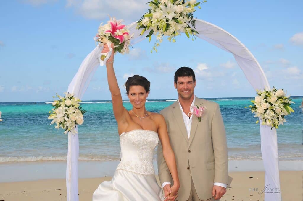 couple at wedding gazebo in Jamaica 