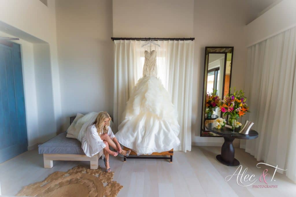  bride getting ready for her ceremony at Esperanza Resort