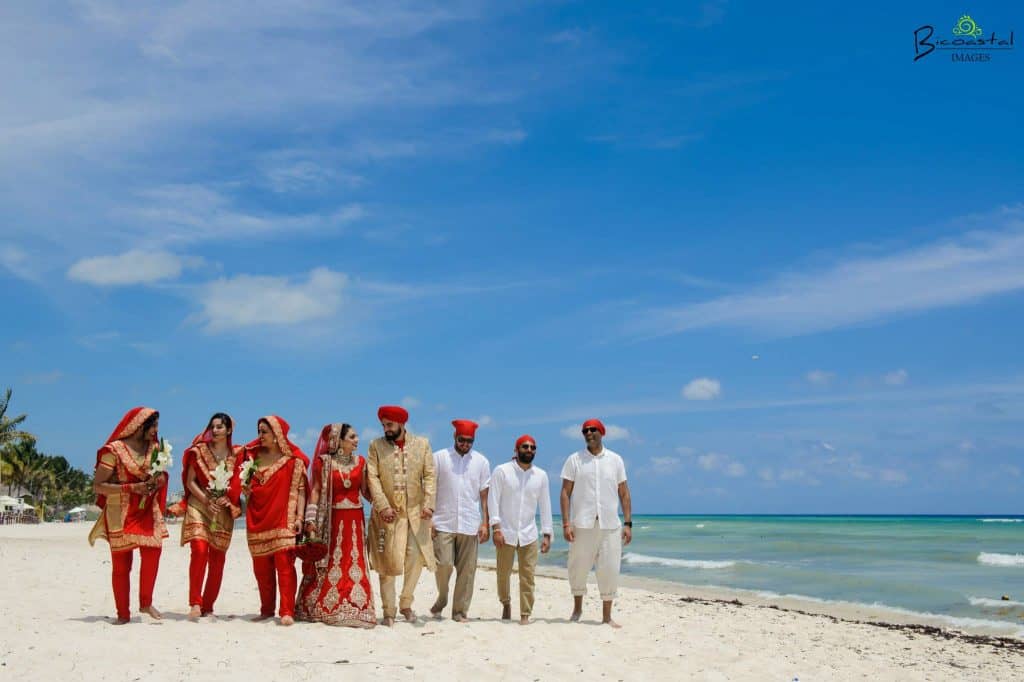 Indian wedding couple on the beach 