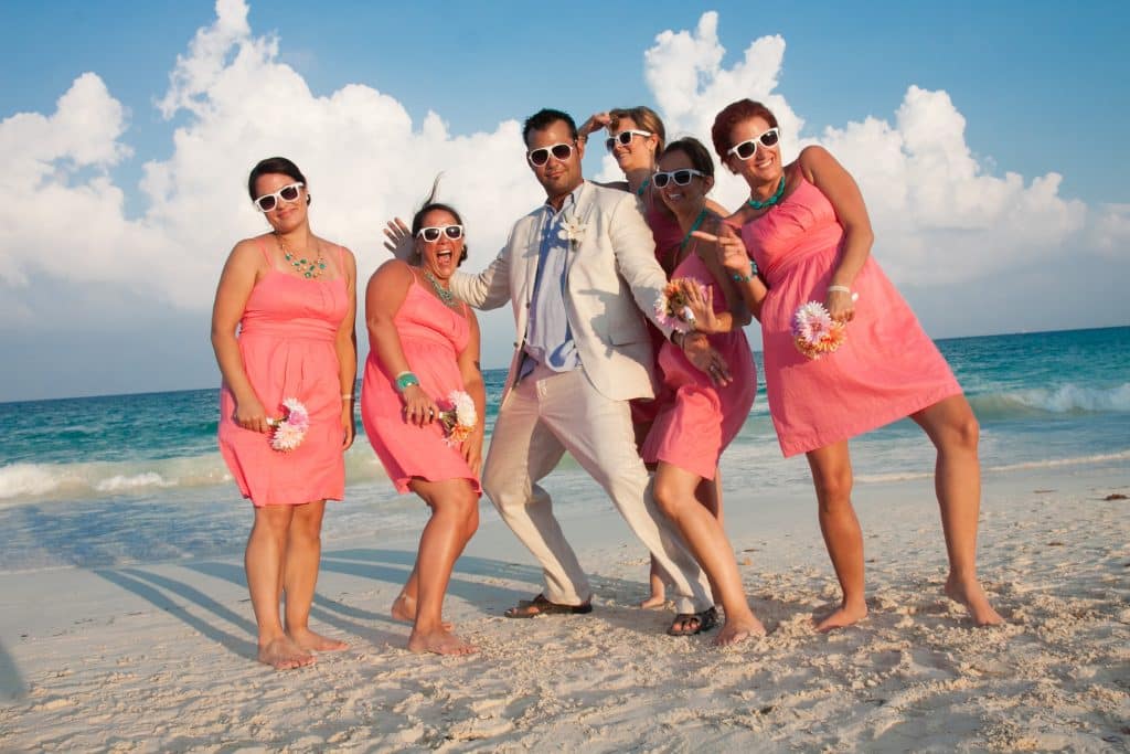 Playacar Palace beach front with bridesmaids 