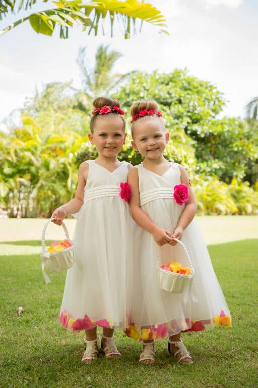 Two flower children at destination wedding 