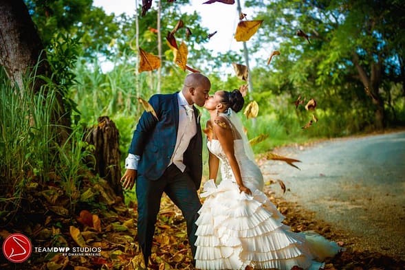 couple set on beautiful grounds Jamaican wedding photo's