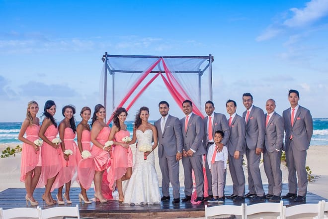Bridesmaids and grooms at Hard Rock Punta Cana Resort