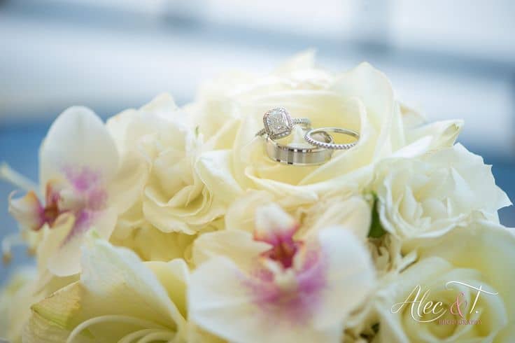 2wedding rings in flowers