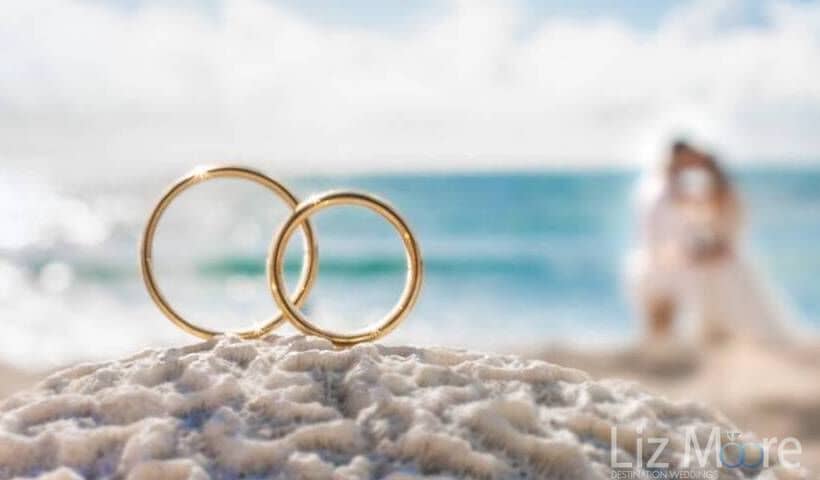 Destination Wedding rings on the beach