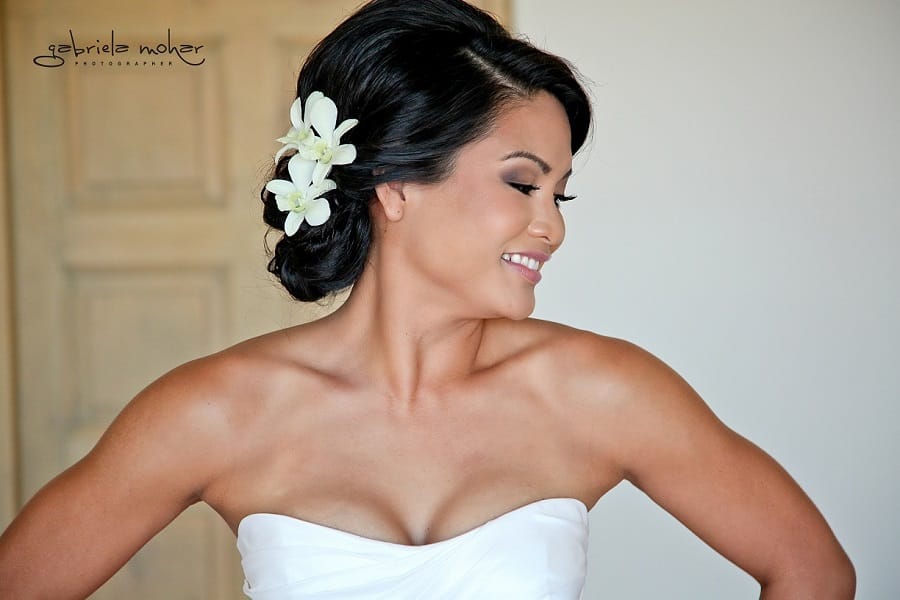 11 hawain bride Cabo del sol wedding private villa hair and make-up