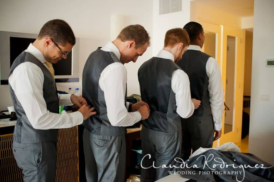 groomsment getting ready for wedding day 
