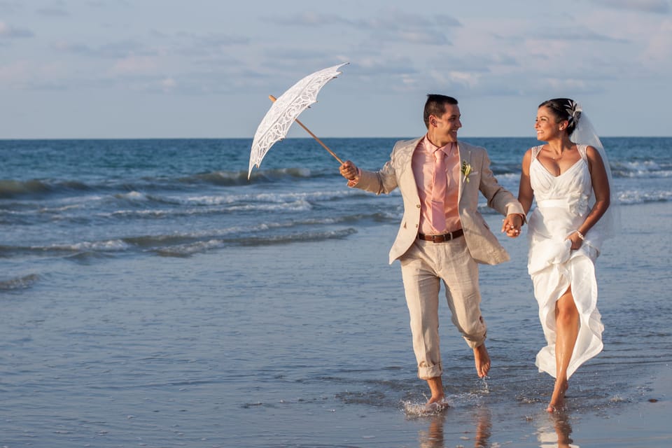  picture of wedding couple on the beach